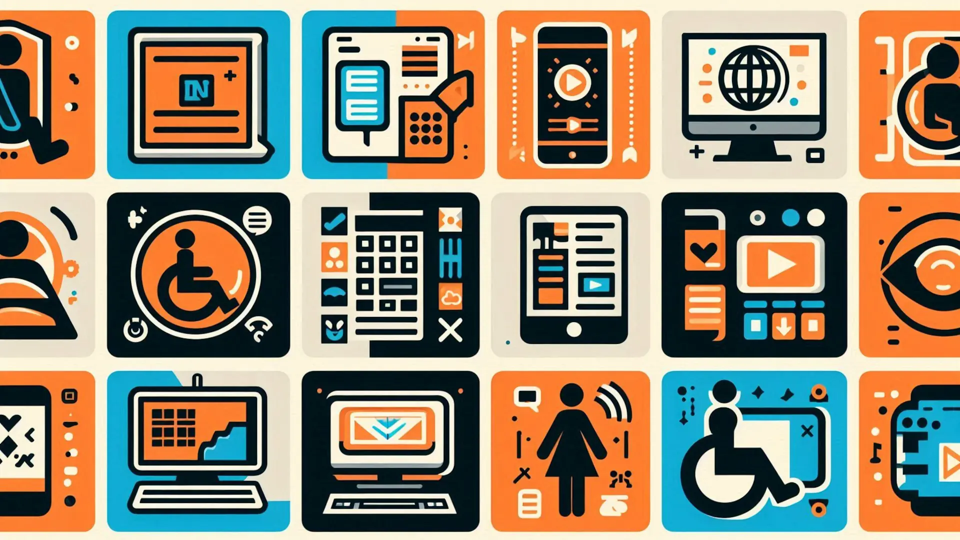 Różne obszary zastosowania dostępności cyfrowej: aplikacje mobilne, dokumenty, materiały wideo, kioski i systemy głosowe